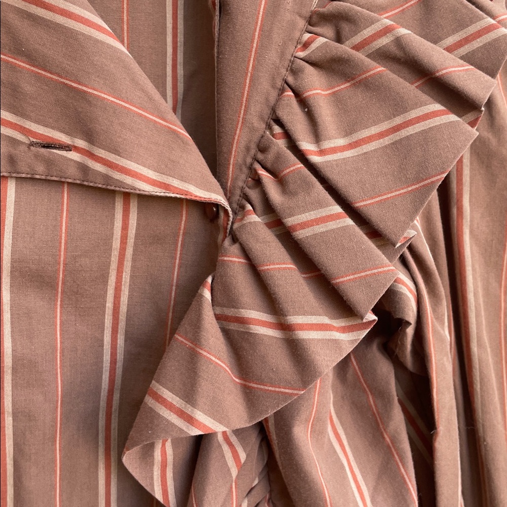 Brown Striped Ruffle Blouse - Picture 2 of 5